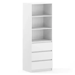 Kleiderschrank offen mit 3 Schubladen 60 x 180 cm weiss