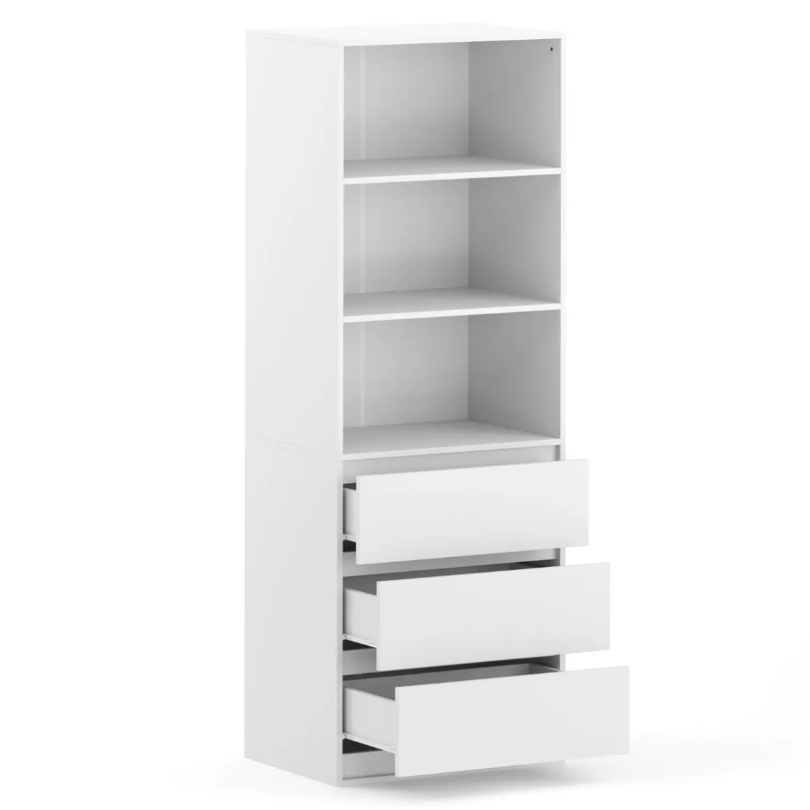 Kleiderschrank offen mit 3 Schubladen 60 x 180 cm weiss