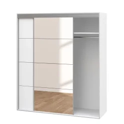 Kleiderschrank Schiebetüren mit Spiegel BODO 180 cm weiss