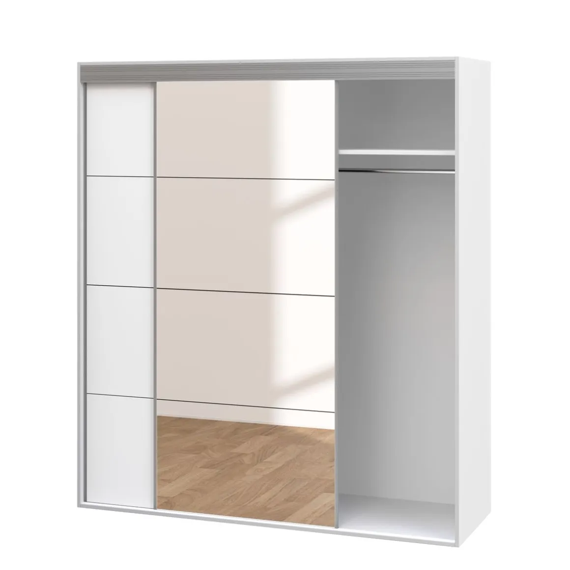 Kleiderschrank Schiebetüren mit Spiegel BODO 180 cm weiss