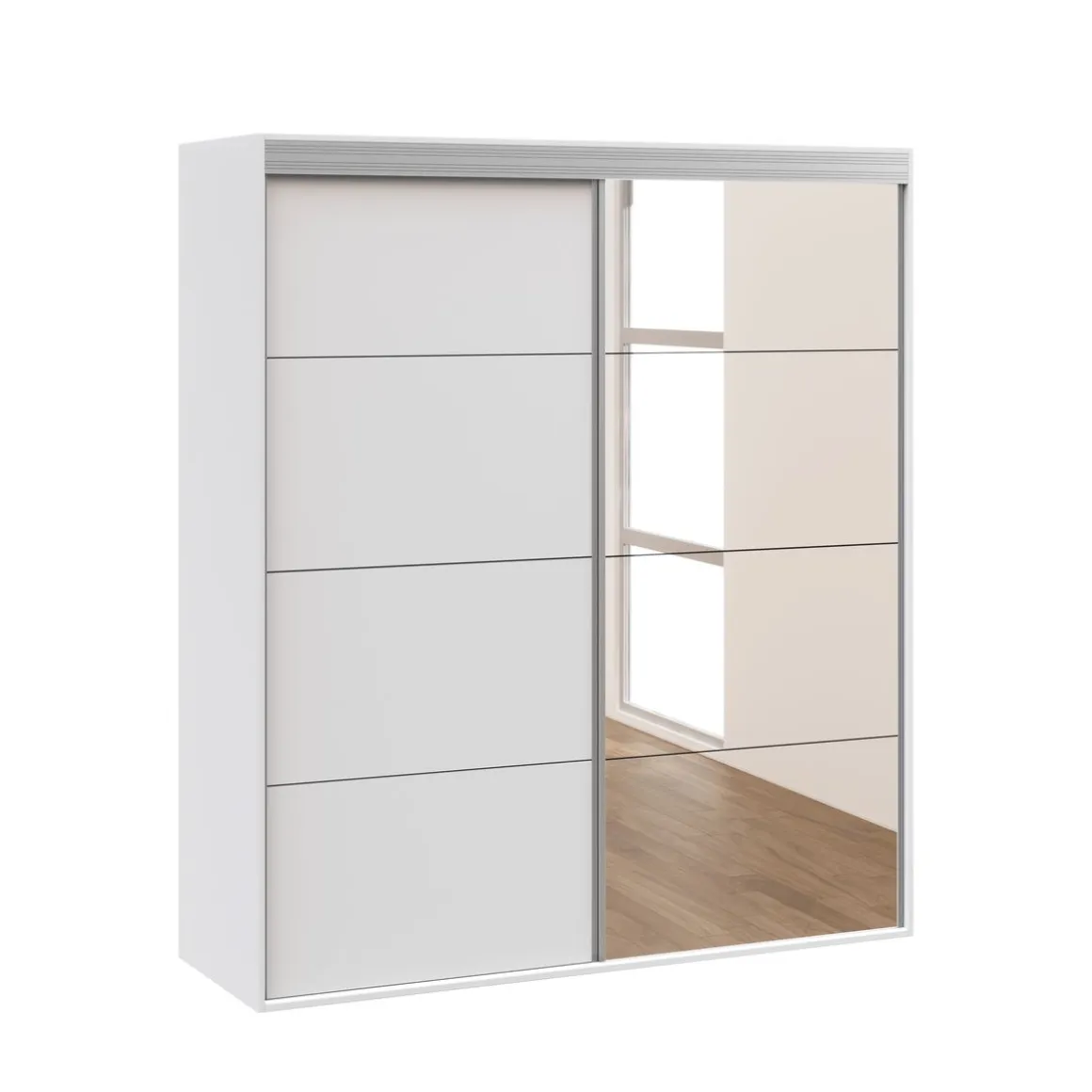 Kleiderschrank Schiebetüren mit Spiegel BODO 180 cm weiss
