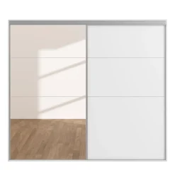 Kleiderschrank Schiebetüren mit Spiegel REVA 230 cm weiss