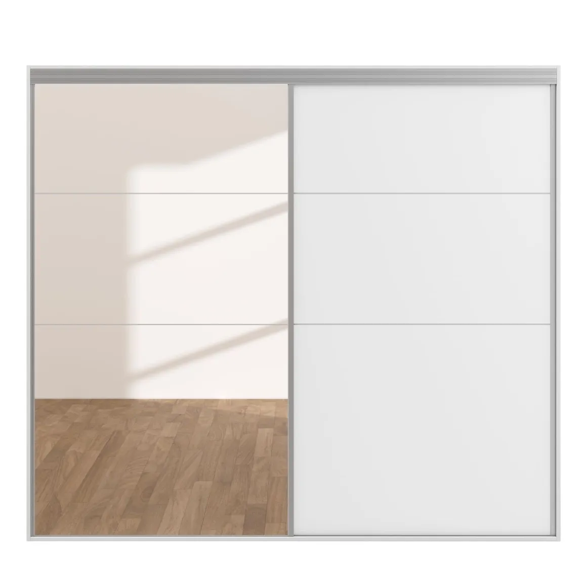 Kleiderschrank Schiebetüren mit Spiegel REVA 230 cm weiss