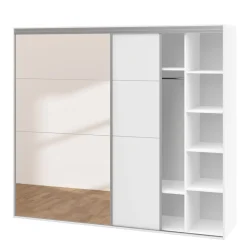 Kleiderschrank Schiebetüren mit Spiegel REVA 230 cm weiss