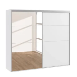 Kleiderschrank Schiebetüren mit Spiegel REVA 230 cm weiss