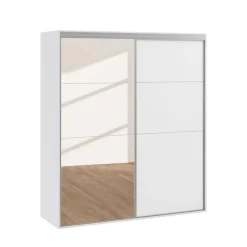 Kleiderschrank Schiebetüren mit Spiegel REVA 180 cm weiss