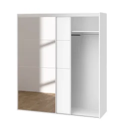 Kleiderschrank Schiebetüren mit Spiegel REVA 180 cm weiss