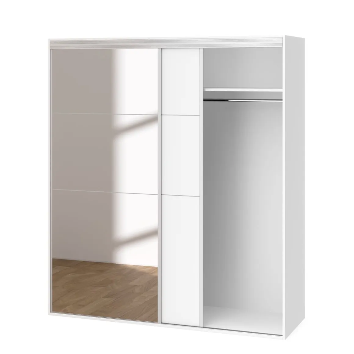 Kleiderschrank Schiebetüren mit Spiegel REVA 180 cm weiss