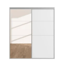 Kleiderschrank Schiebetüren mit Spiegel REVA 180 cm weiss