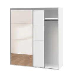 Kleiderschrank Schiebetüren mit Spiegel REVA 200 cm weiss