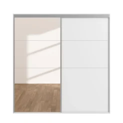 Kleiderschrank Schiebetüren mit Spiegel REVA 200 cm weiss