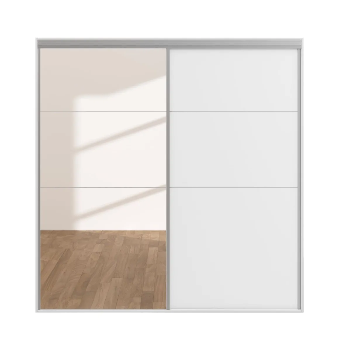 Kleiderschrank Schiebetüren mit Spiegel REVA 200 cm weiss