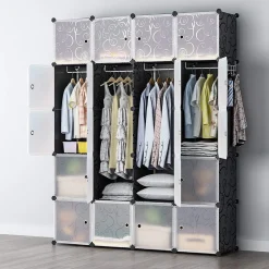 Kleiderschrank Steckregal schwarz / weiss 20 Boxen