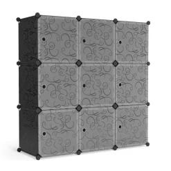 Kleiderschrank Steckregal schwarz / weiss 9 Boxen