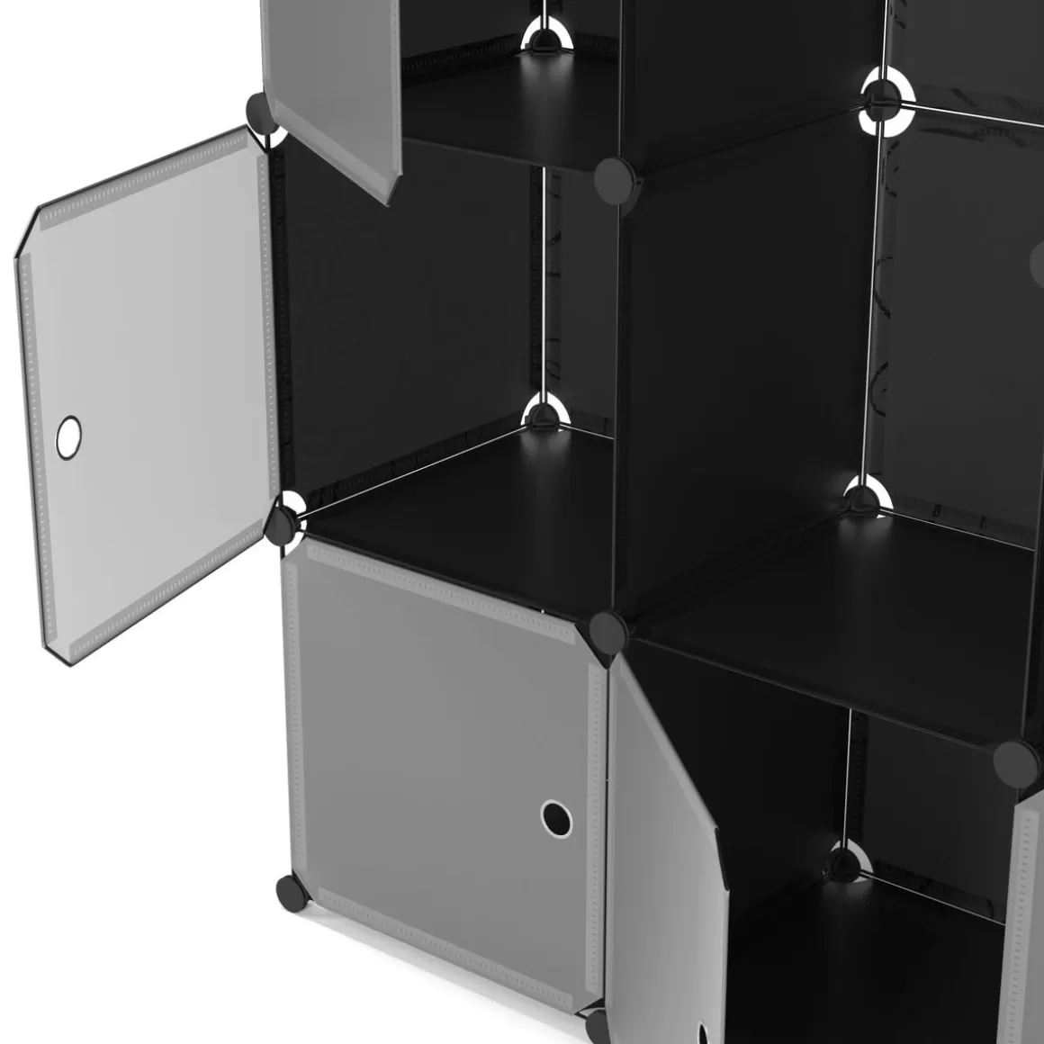 Kleiderschrank Steckregal schwarz / transparent 20 Boxen
