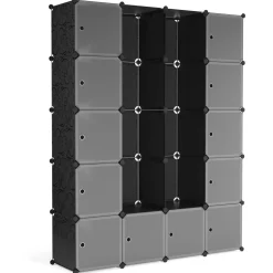 Kleiderschrank Steckregal schwarz / transparent 20 Boxen