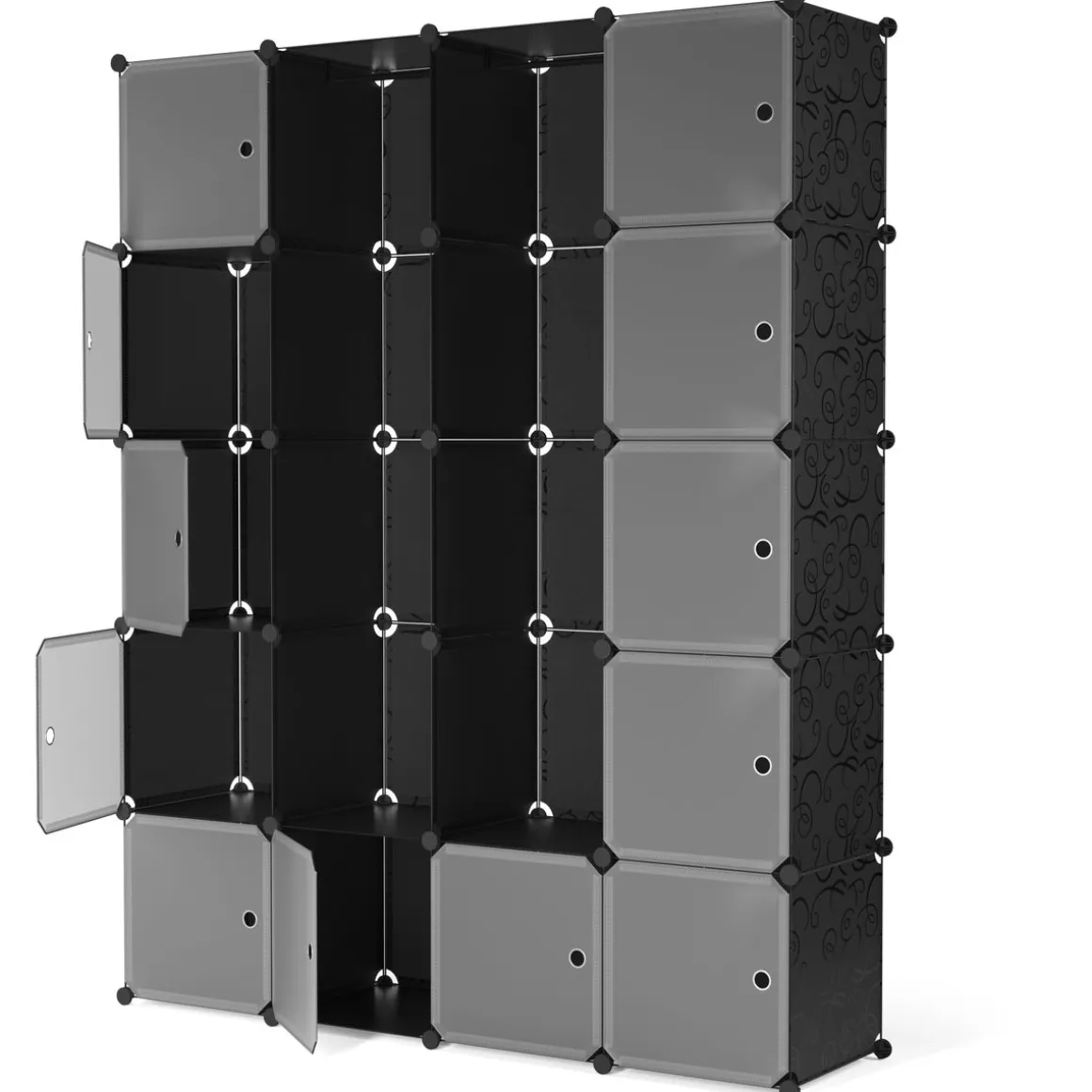 Kleiderschrank Steckregal schwarz / transparent 20 Boxen