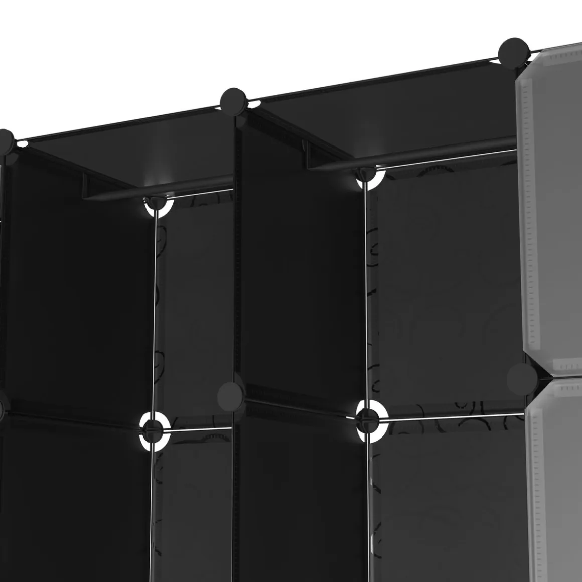 Kleiderschrank Steckregal schwarz / transparent 20 Boxen