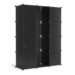 Kleiderschrank Steckregal schwarz 12 Boxen