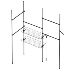 Kleiderständer mit 5 Stangen und 2 Körben verstellbar 200 - 270 cm schwarz
