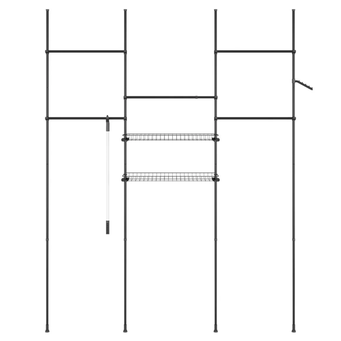 Kleiderständer mit 5 Stangen und 2 Körben verstellbar 200 - 270 cm schwarz