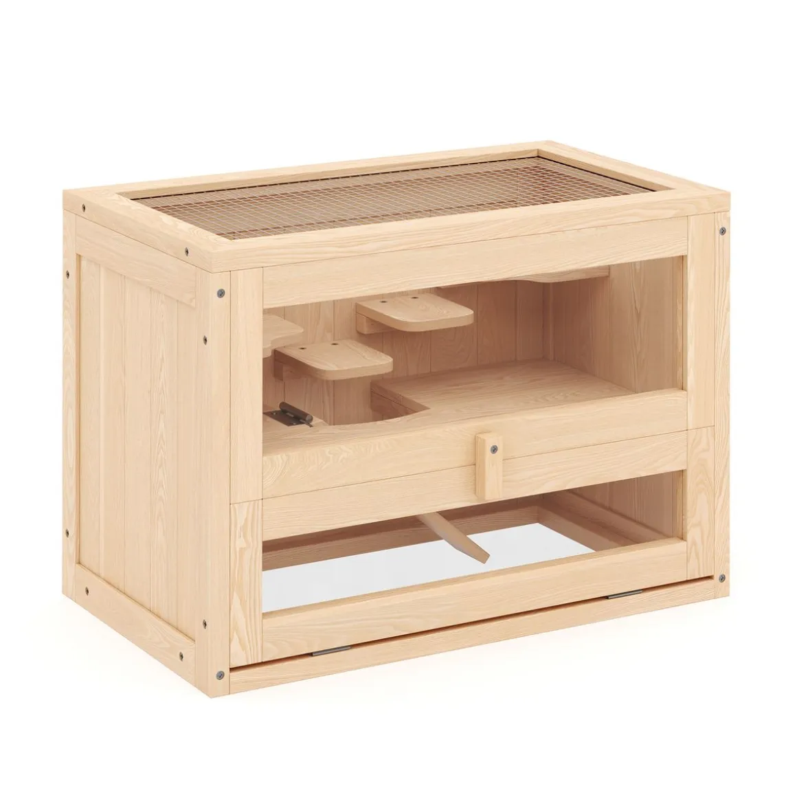 Kleintierkäfig Holz 60 x 35 x 42 cm natur