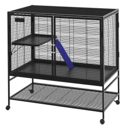 Kleintierkäfig mit Rollen 92 x 58 x 100 cm schwarz