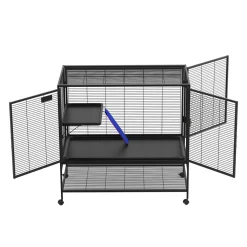 Kleintierkäfig mit Rollen 92 x 58 x 100 cm schwarz