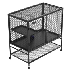 Kleintierkäfig mit Rollen 92 x 58 x 100 cm schwarz