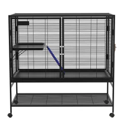 Kleintierkäfig mit Rollen 92 x 58 x 100 cm schwarz