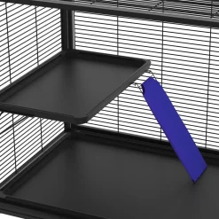 Kleintierkäfig mit Rollen 92 x 58 x 100 cm schwarz