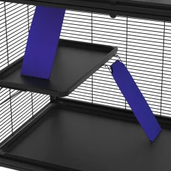 Kleintierkäfig mit Rollen 92 x 58 x 163 cm schwarz