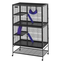 Kleintierkäfig mit Rollen 92 x 58 x 163 cm schwarz