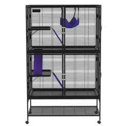 Kleintierkäfig mit Rollen 92 x 58 x 163 cm schwarz