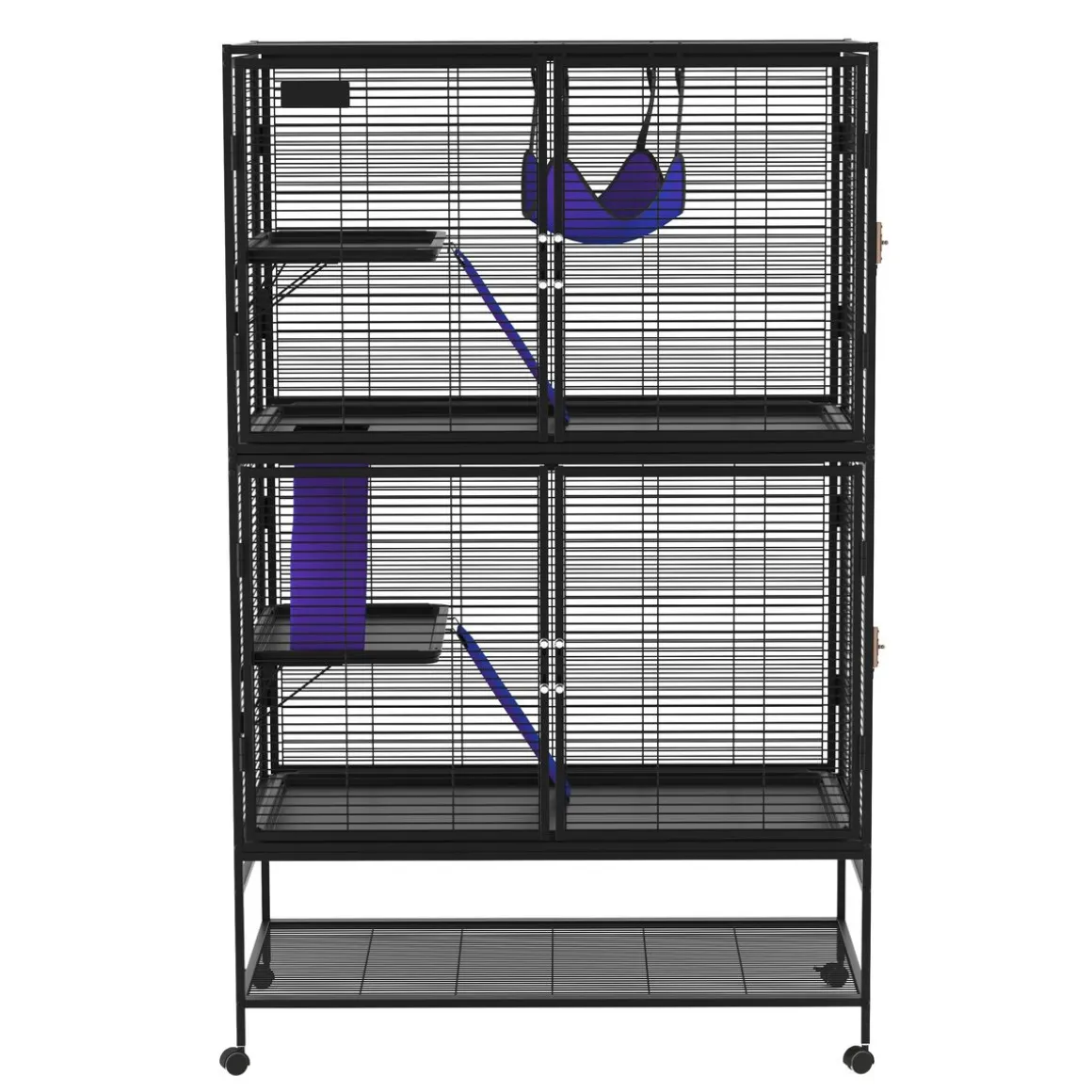 Kleintierkäfig mit Rollen 92 x 58 x 163 cm schwarz