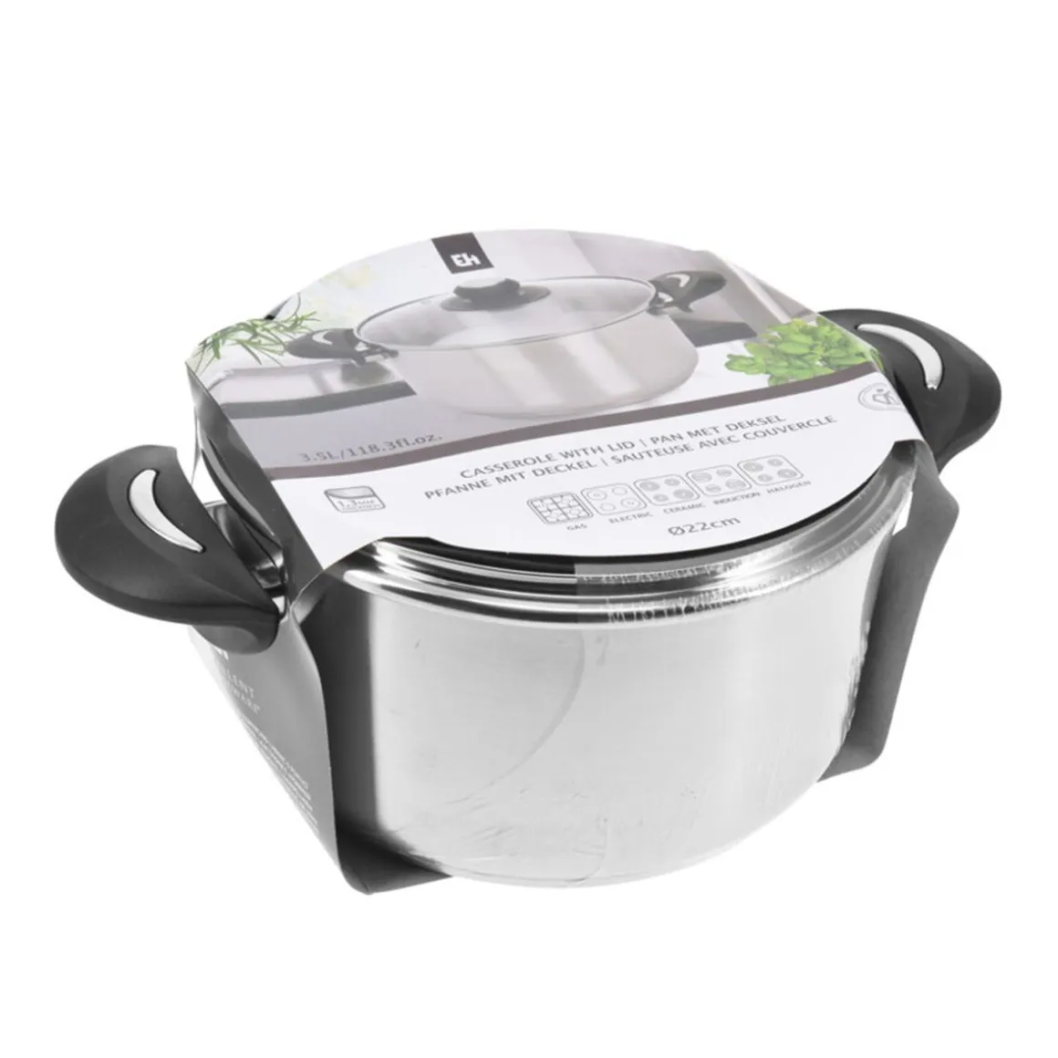 Kochtopf Edelstahl mit Deckel 3.5L