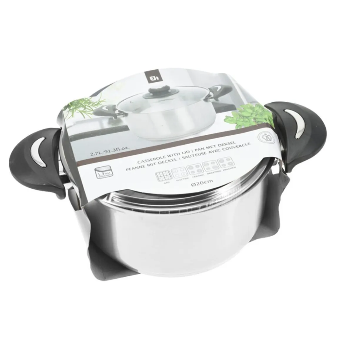 Kochtopf Edelstahl mit Deckel 2.7L