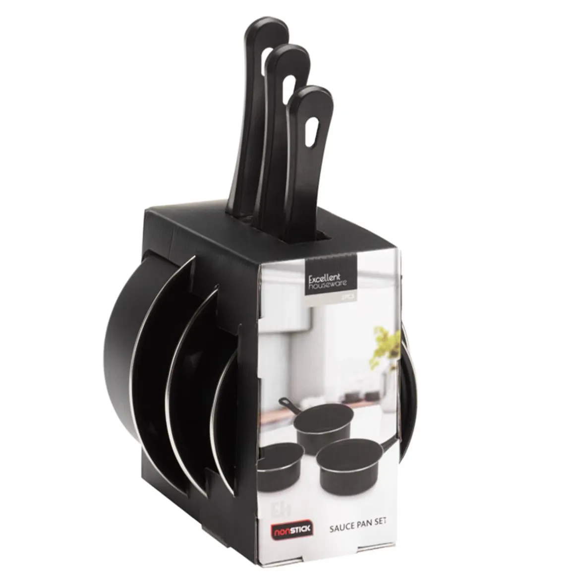 Kochtopf Set Carbonstahl 3-teilig schwarz