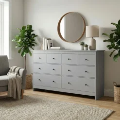 Kommode ADALIE 8 Schubladen 160 x 96 cm grau