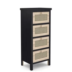Kommode ALDO 4 Schubladen 34 x 78 cm schwarz/hellbraun