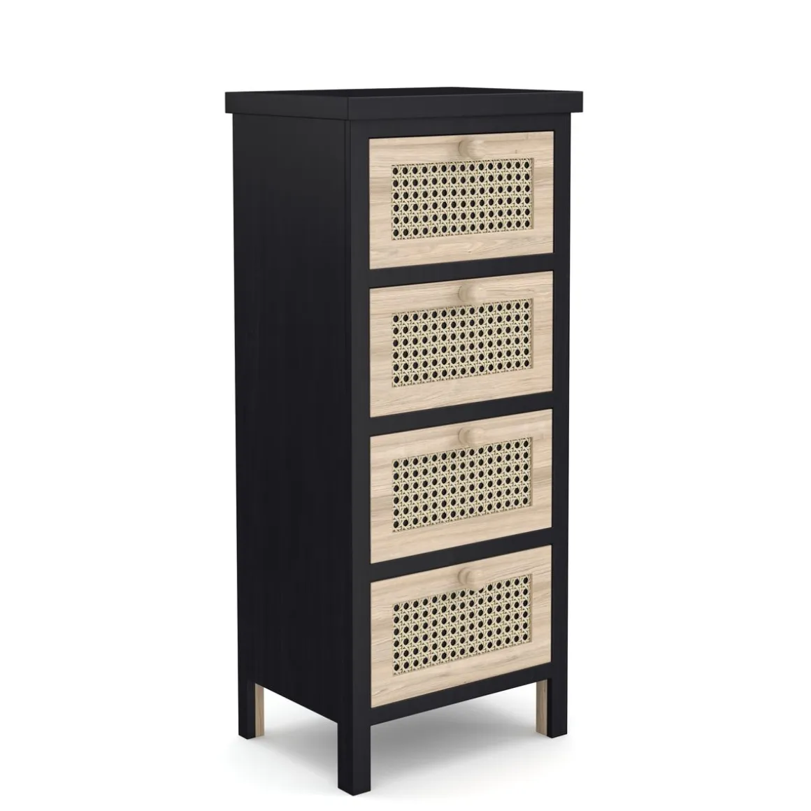 Kommode ALDO 4 Schubladen 34 x 78 cm schwarz/hellbraun