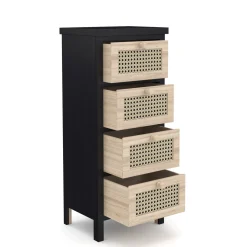 Kommode ALDO 4 Schubladen 34 x 78 cm schwarz/hellbraun