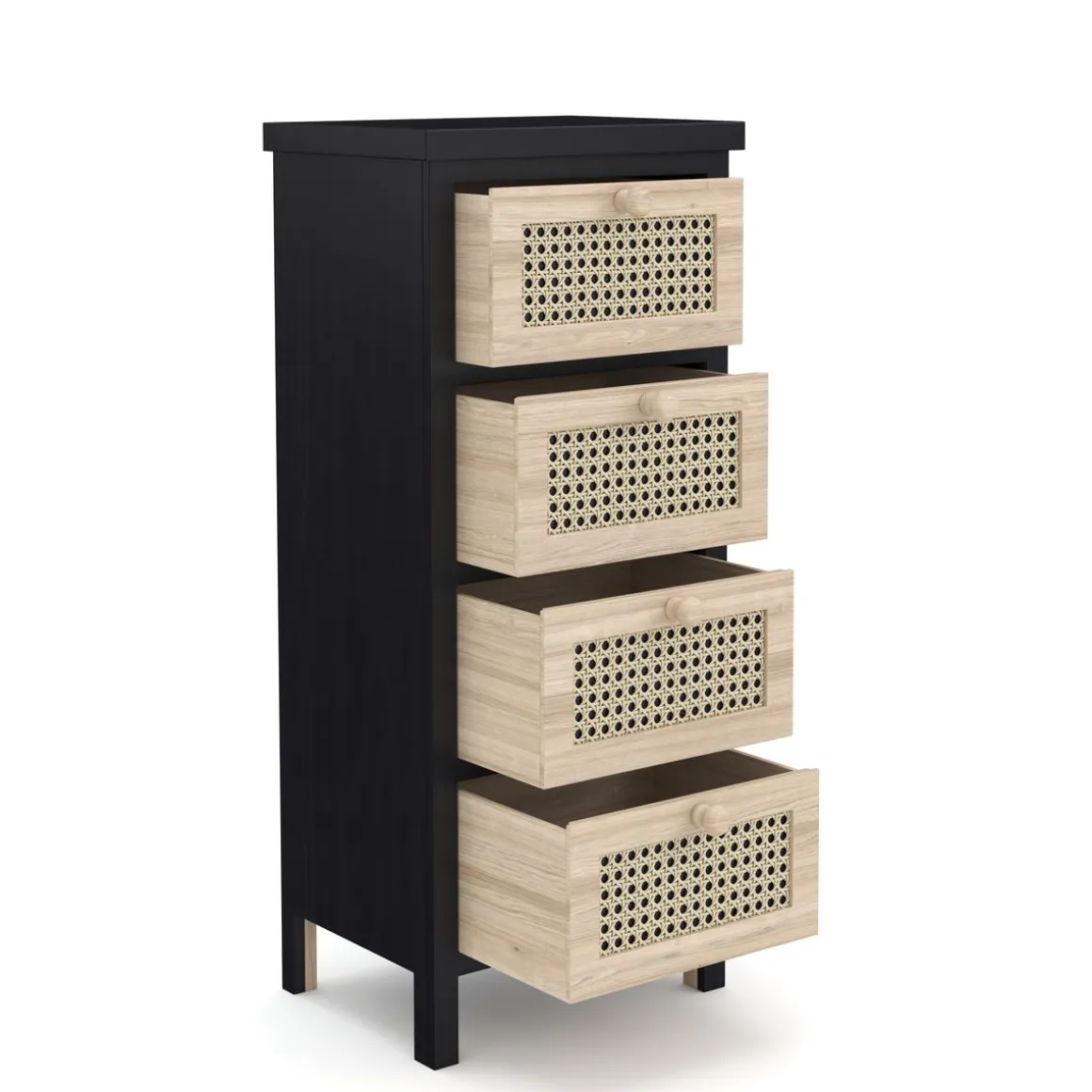 Kommode ALDO 4 Schubladen 34 x 78 cm schwarz/hellbraun