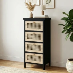 Kommode ALDO 4 Schubladen 34 x 78 cm schwarz/hellbraun