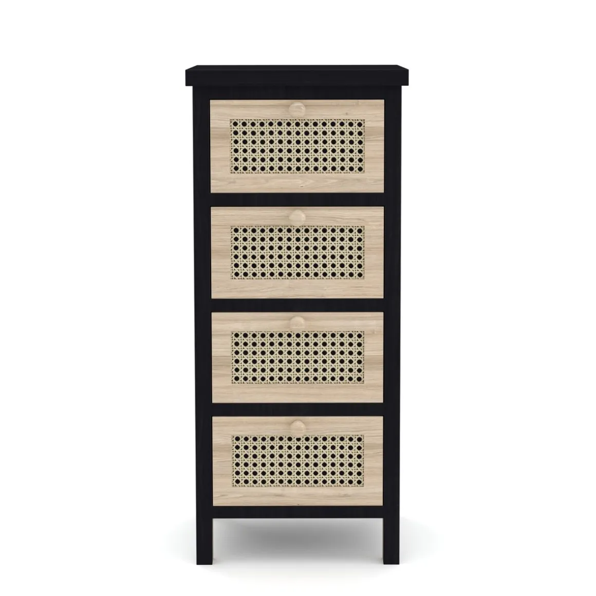 Kommode ALDO 4 Schubladen 34 x 78 cm schwarz/hellbraun