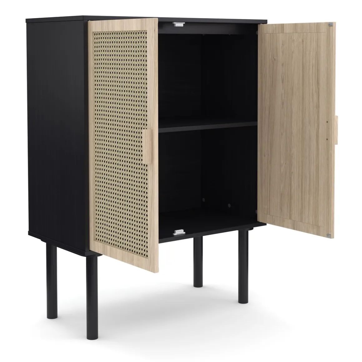 Kommode ALDO 80 x 110 cm schwarz/hellbraun