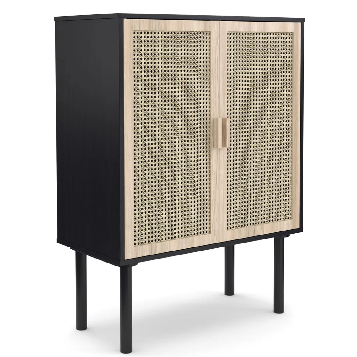 Kommode ALDO 80 x 110 cm schwarz/hellbraun