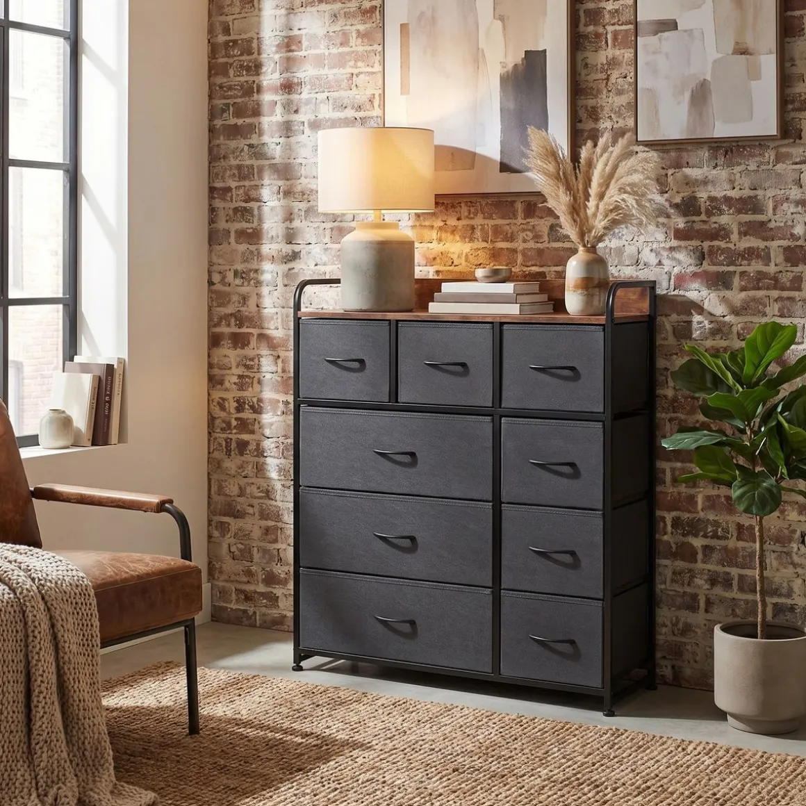 Kommode ALFONSO 83 x 89 cm schwarz/braun