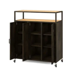 Kommode auf Rollen Industrial FORGE 85 x 98 cm schwarz/braun
