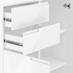 Kommode AVILA 2 Schubladen und 2 Türen 100 x 119 cm Hochglanz weiss